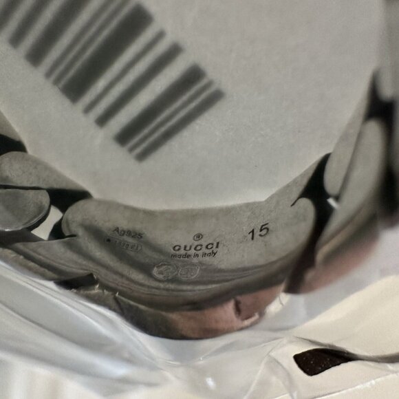 NEW GUCCI INTERLOCKING RING SILVER GG LOGO GREEN Chain Sz 15 IT 7.25 US Enamel - Picture 8 of 8